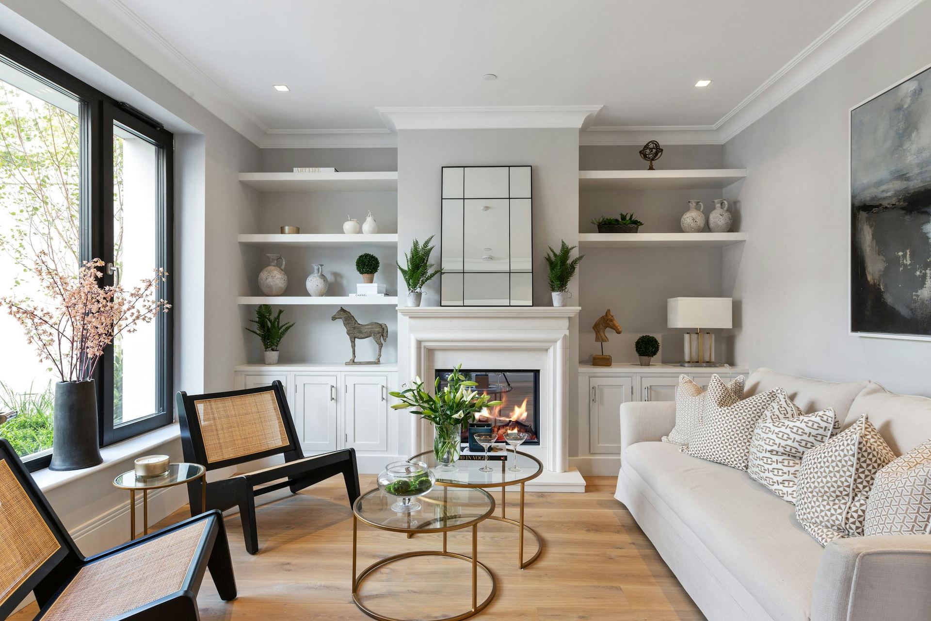 A bright staged living room